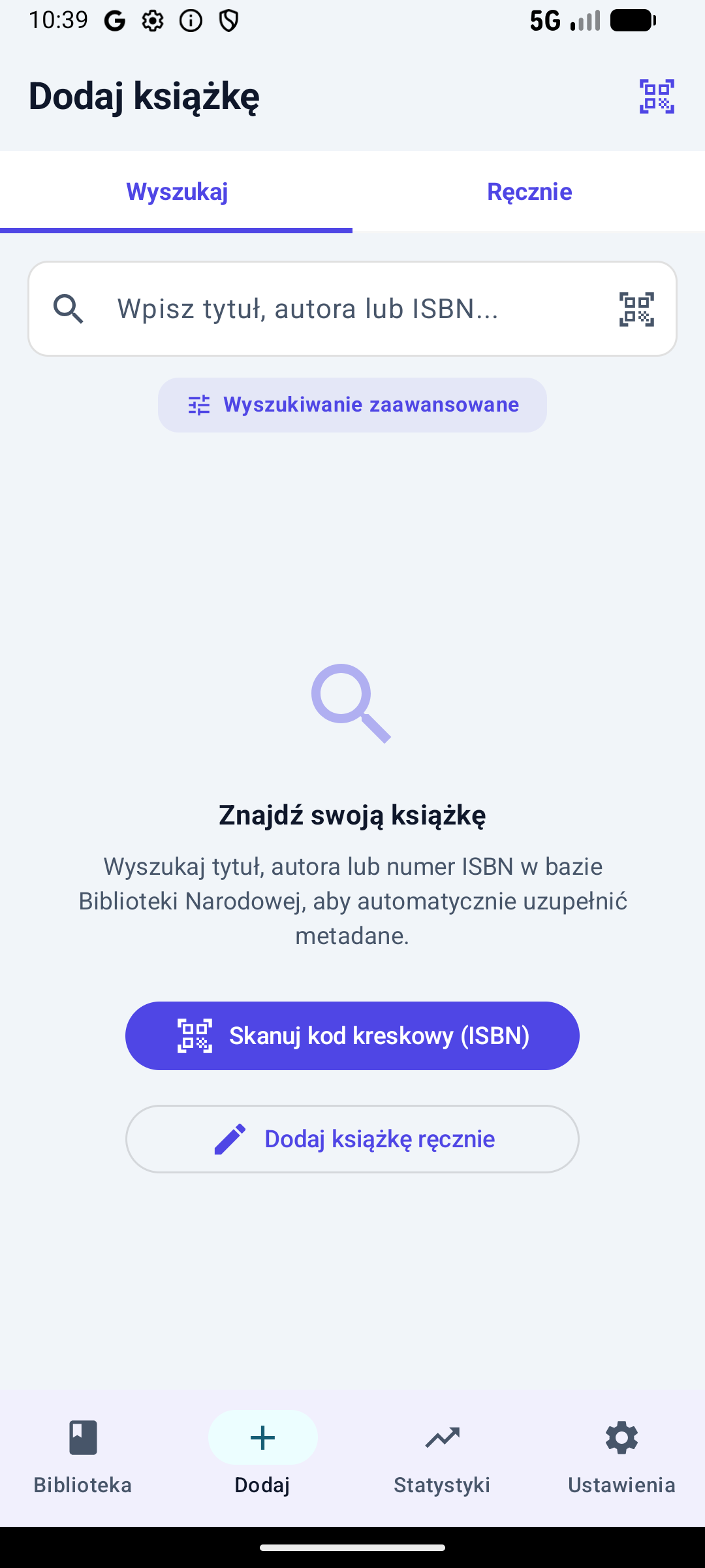 Ekran dodawania książki